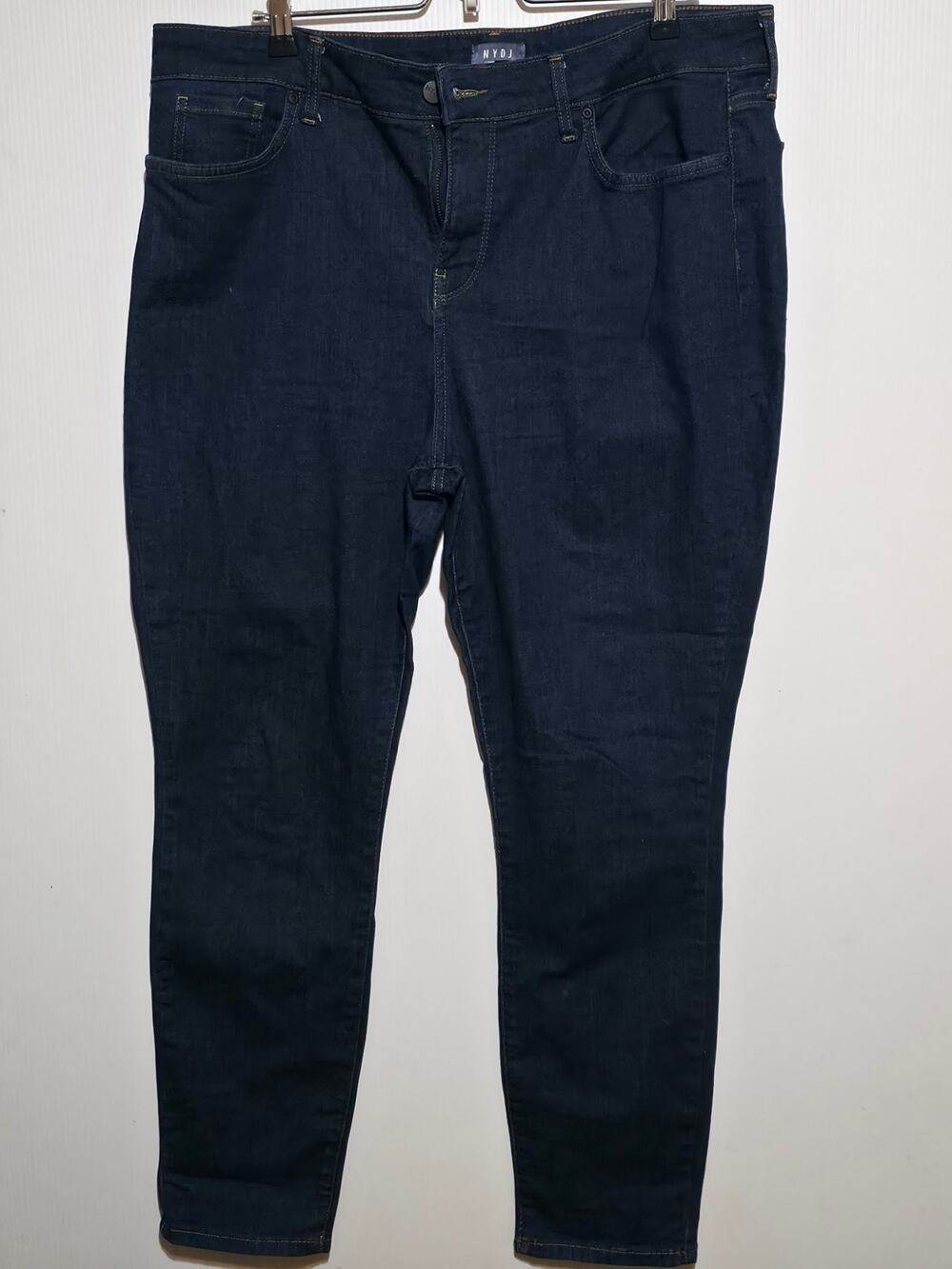 NYDJ Sz 16 Skinny Dark Wash Jeans Lift Tuck Technology Stretch Denim Dark Indigo